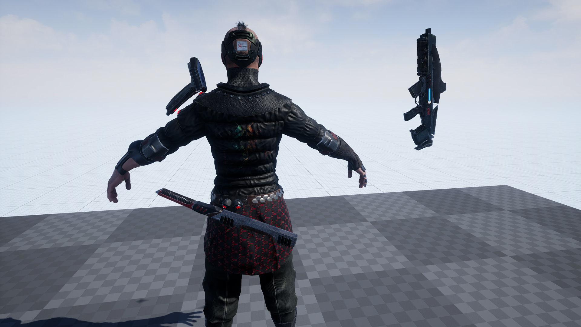 Cyber samurai Low-poly 3D model_24