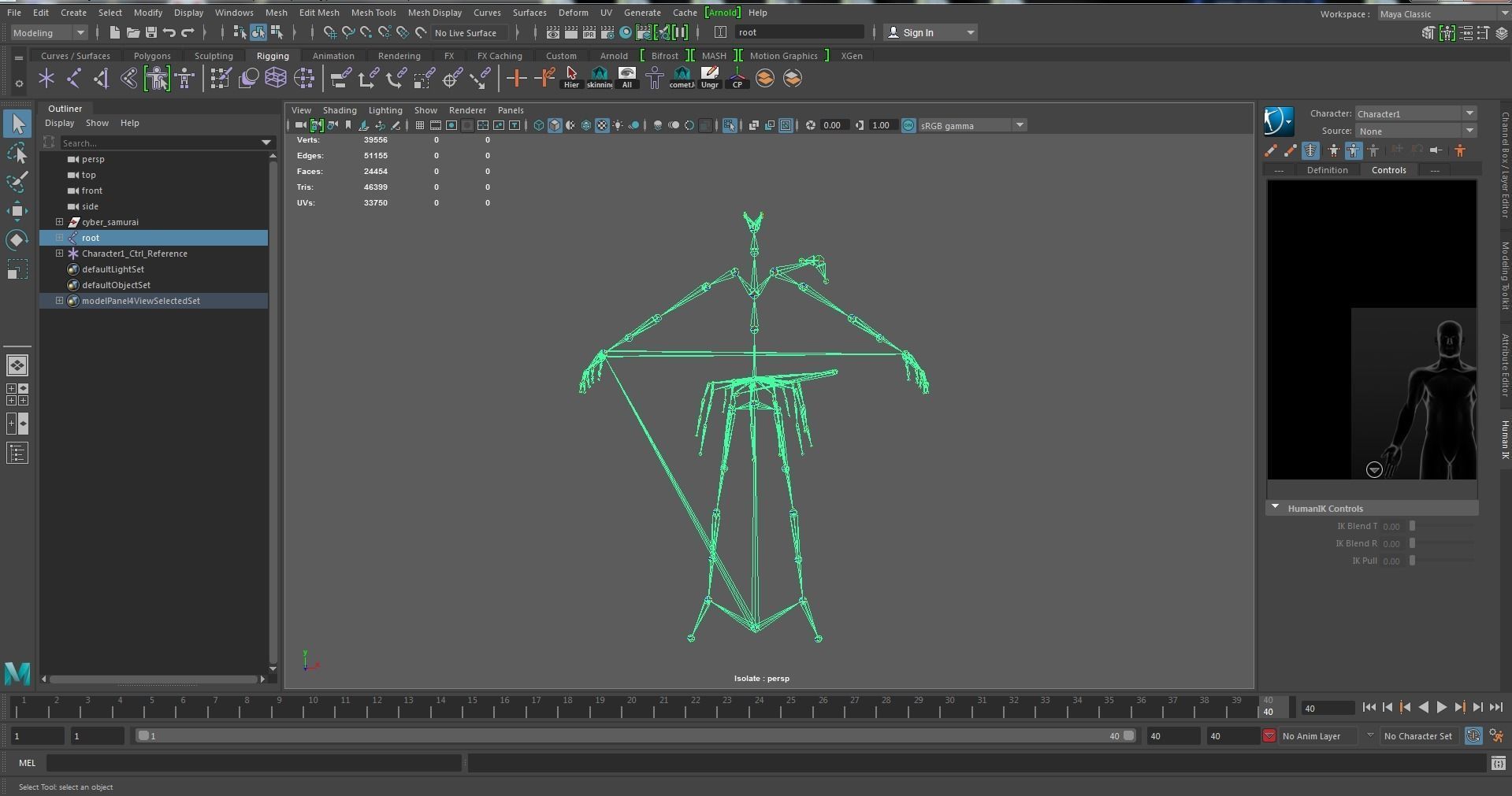 Cyber samurai Low-poly 3D model_22