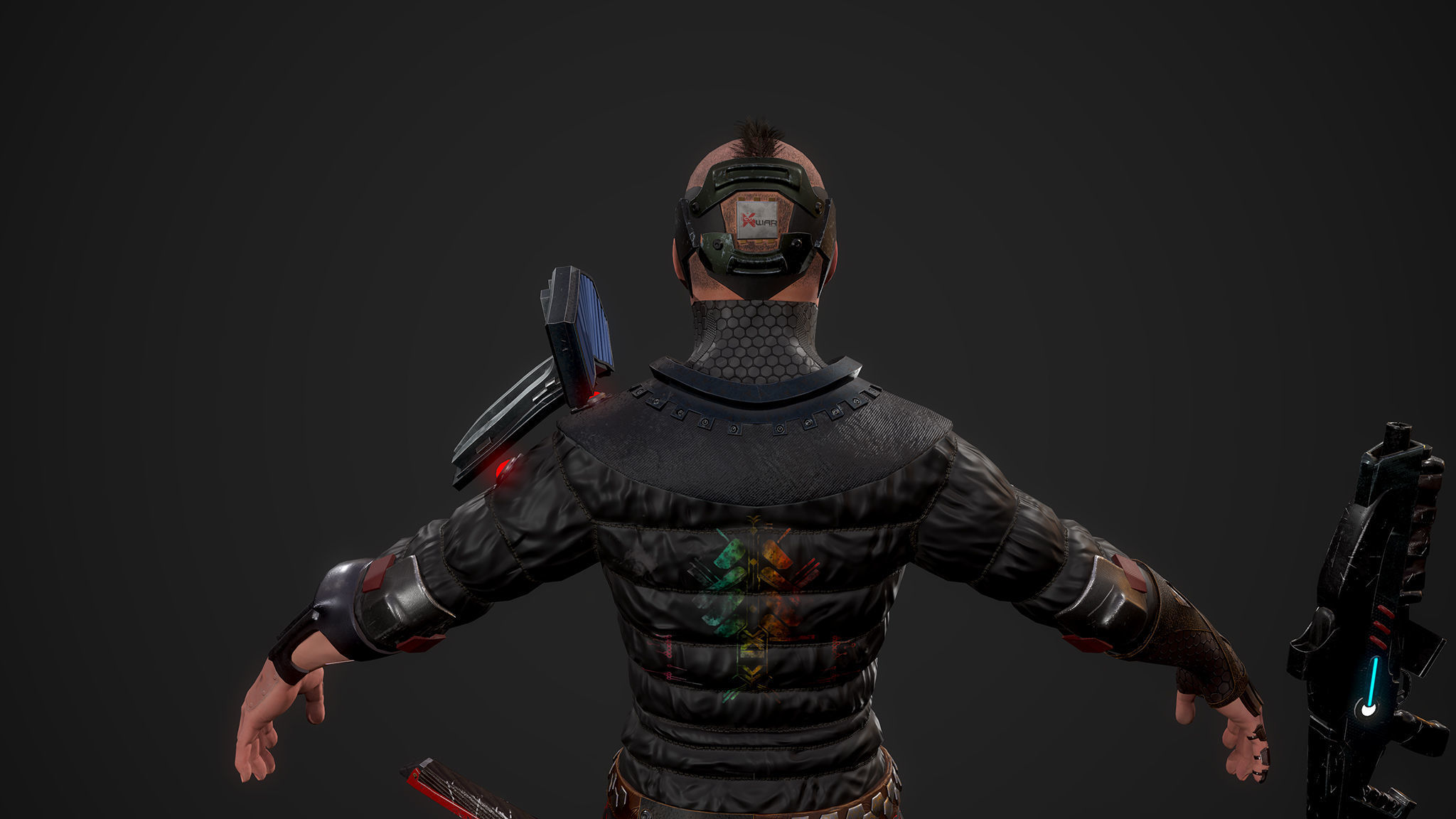 Cyber samurai Low-poly 3D model_6