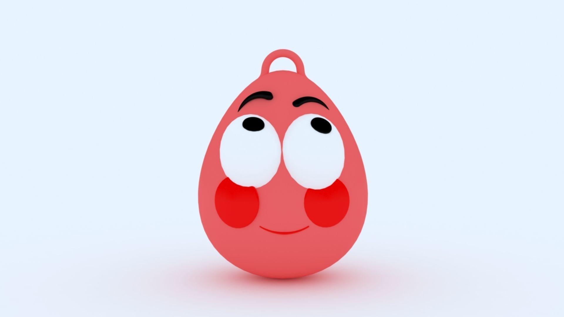 Shy Emoji KeyChain 3D print model_1