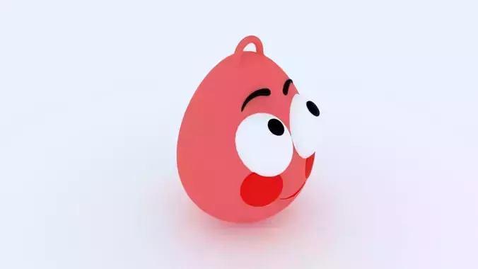 Shy Emoji KeyChain 3D print model