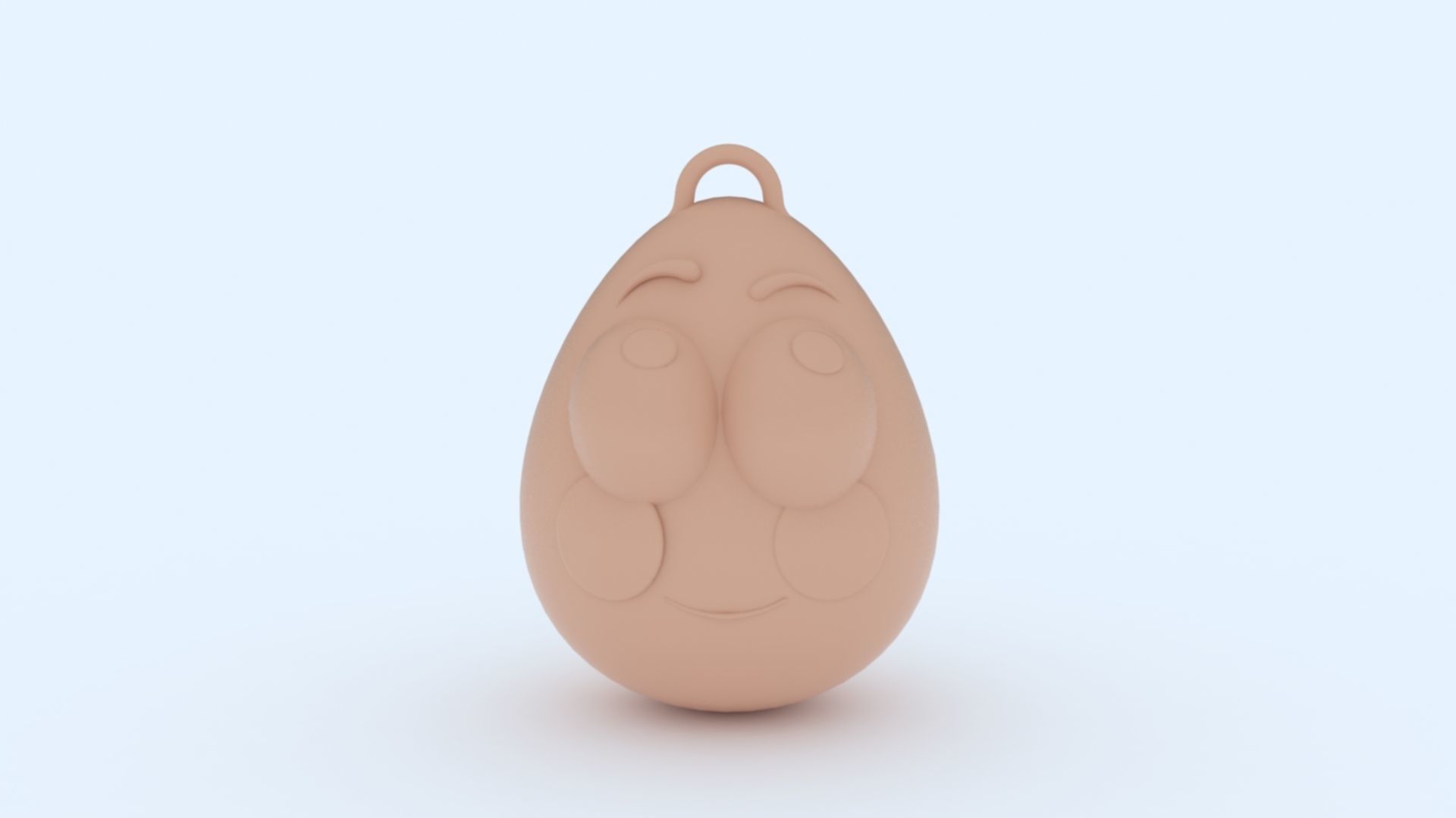 Shy Emoji KeyChain 3D print model_11