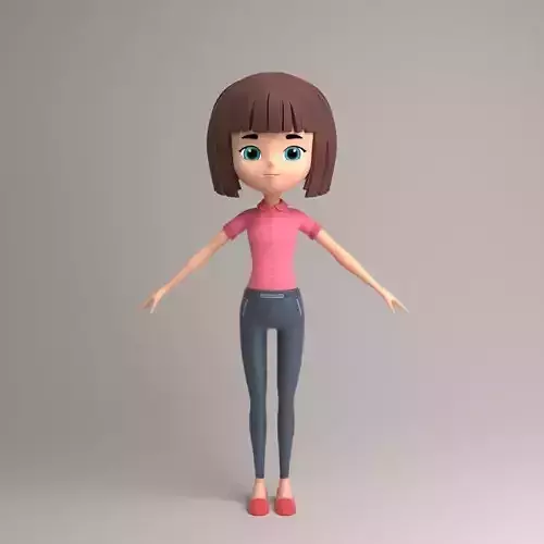 3D short hair woman RIG