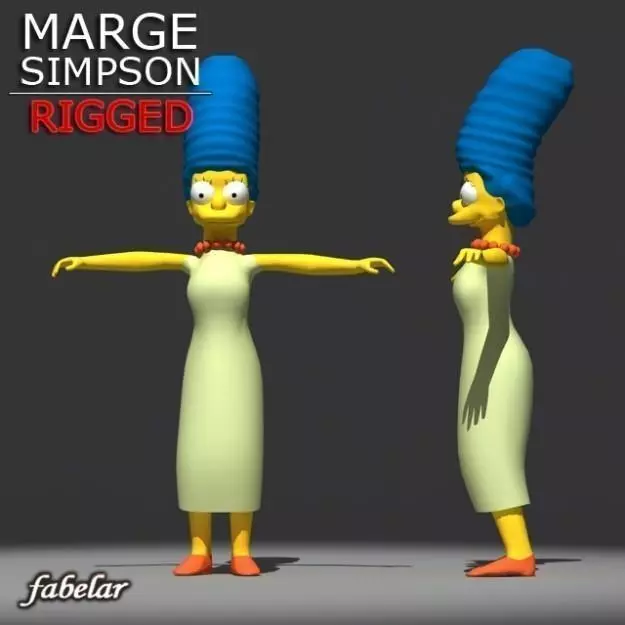 Marge Simpson rigged 3D model_0