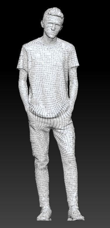 Handsome man in black style 119 Low-poly 3D model_5