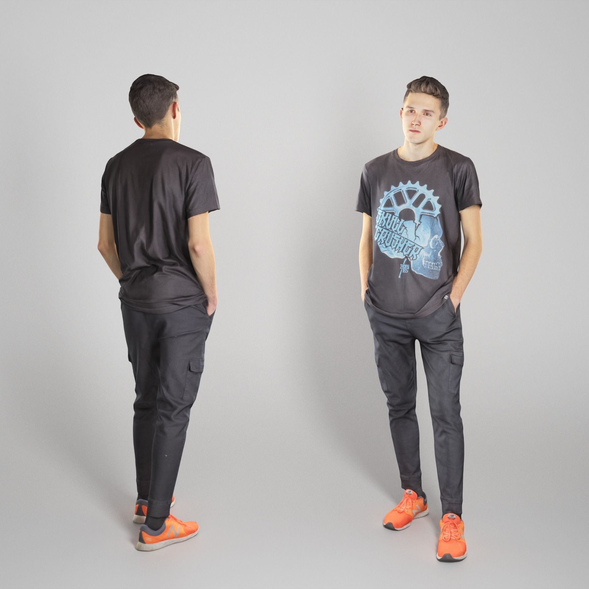 Handsome man in black style 119 Low-poly 3D model_1