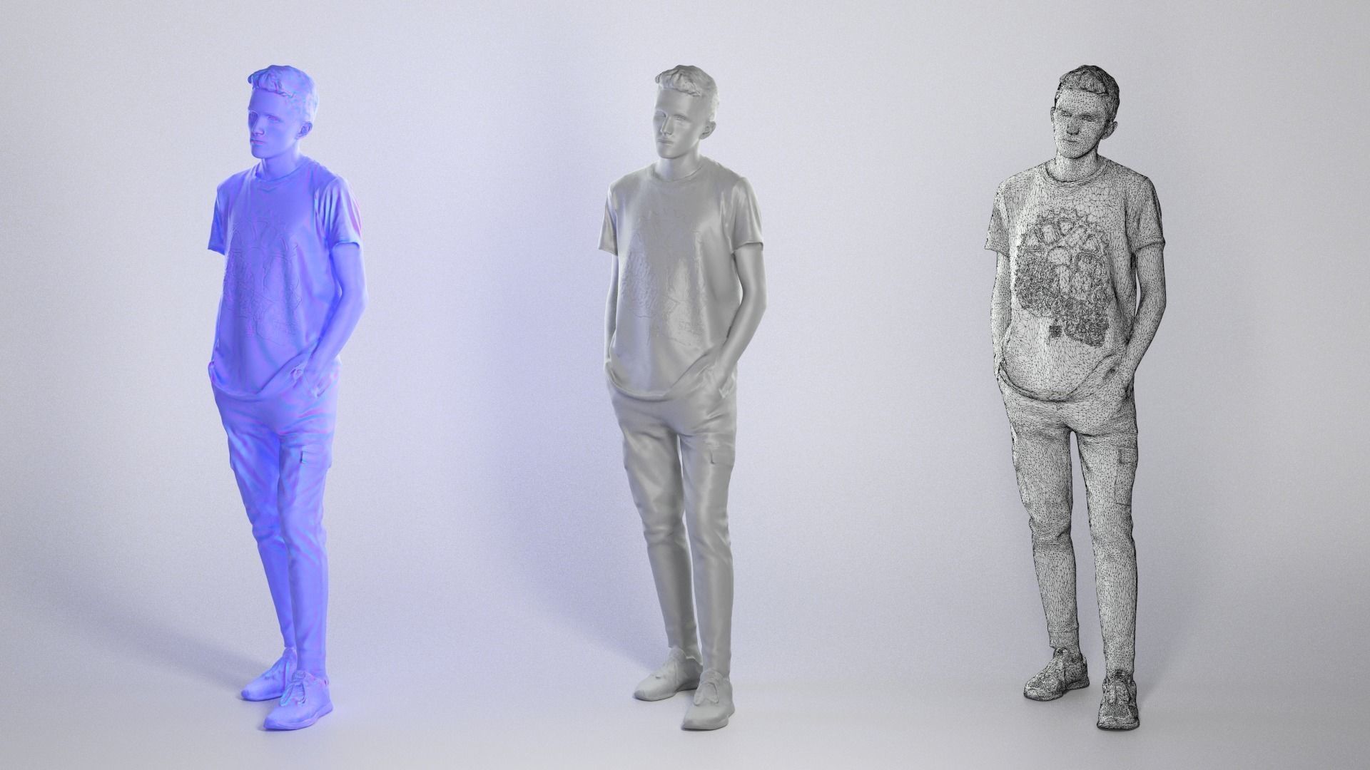 Handsome man in black style 119 Low-poly 3D model_3