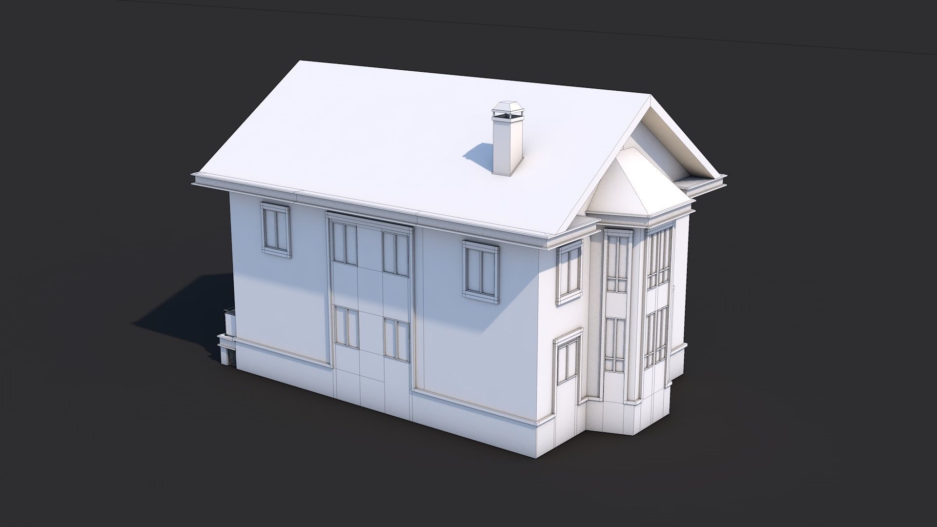 8 House Building and Swimming Pool Low-poly 3D model_4