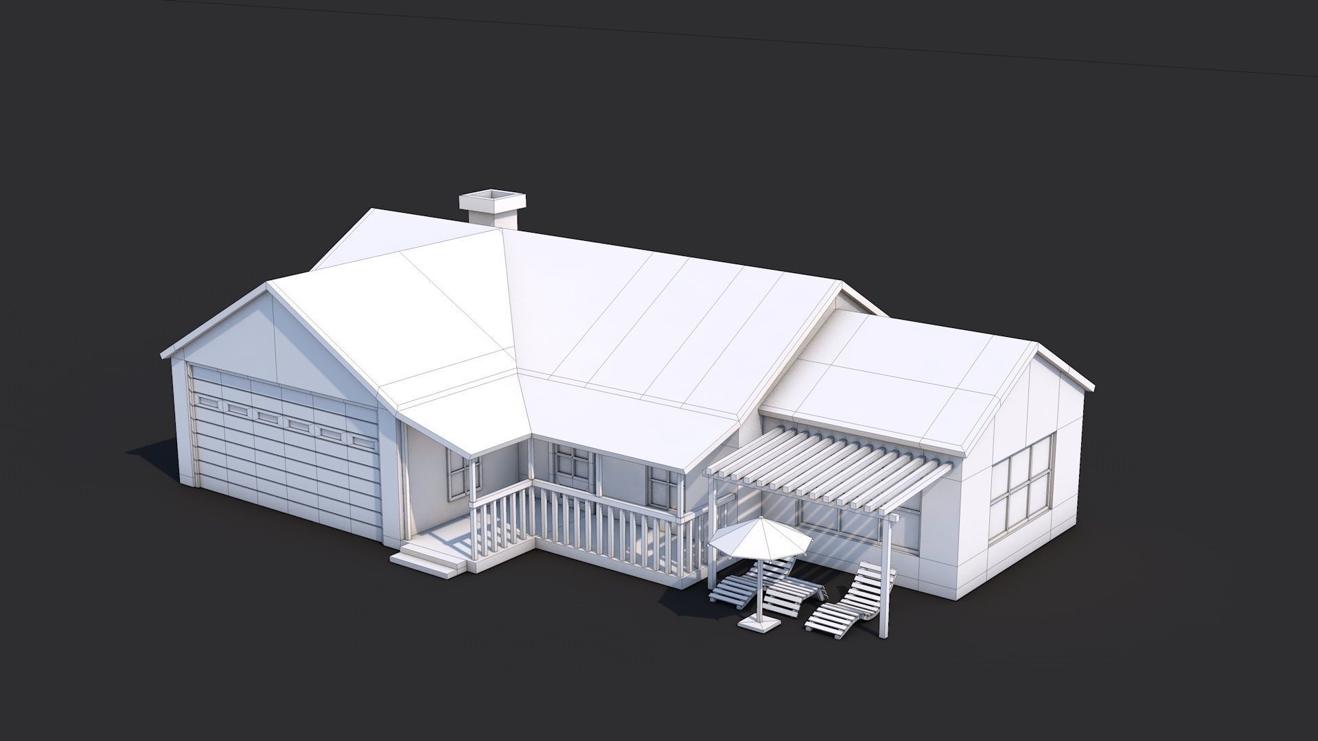 8 House Building and Swimming Pool Low-poly 3D model_6
