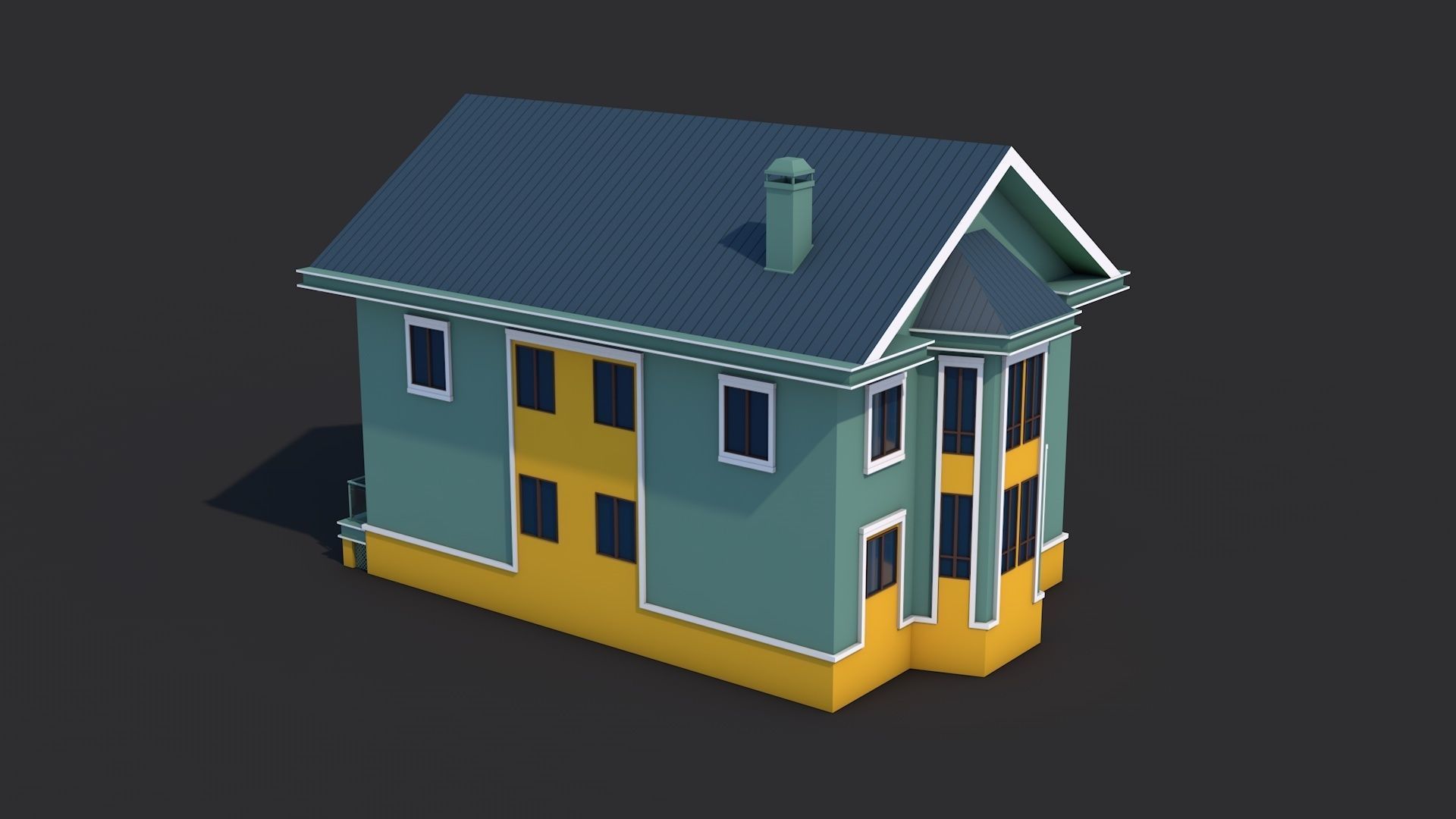 8 House Building and Swimming Pool Low-poly 3D model_3
