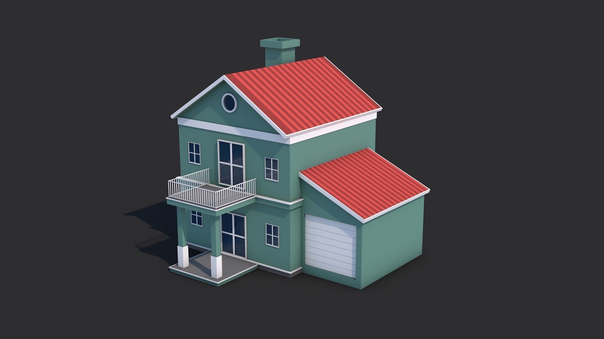 8 House Building and Swimming Pool Low-poly 3D model_7