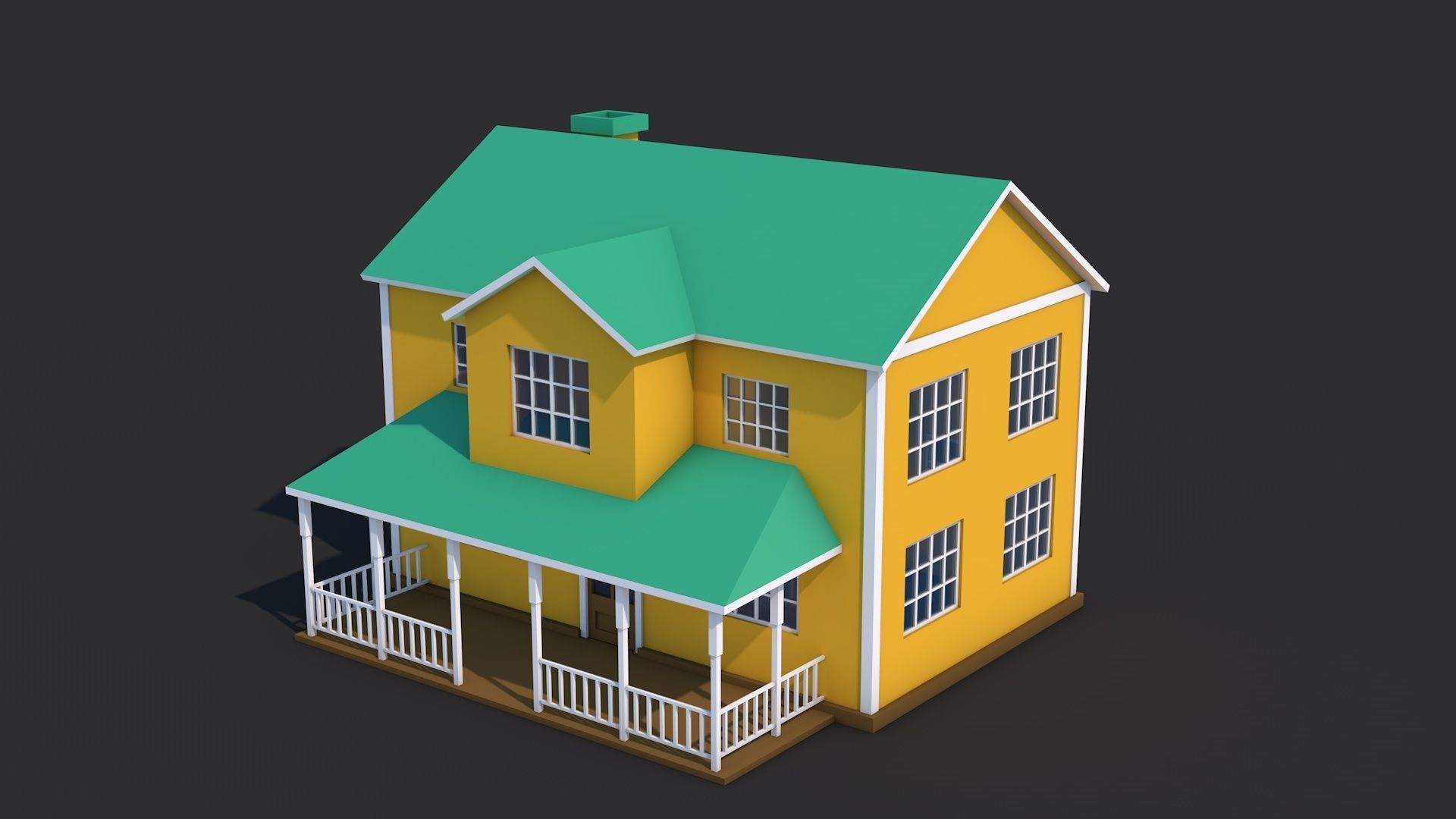 8 House Building and Swimming Pool Low-poly 3D model_11