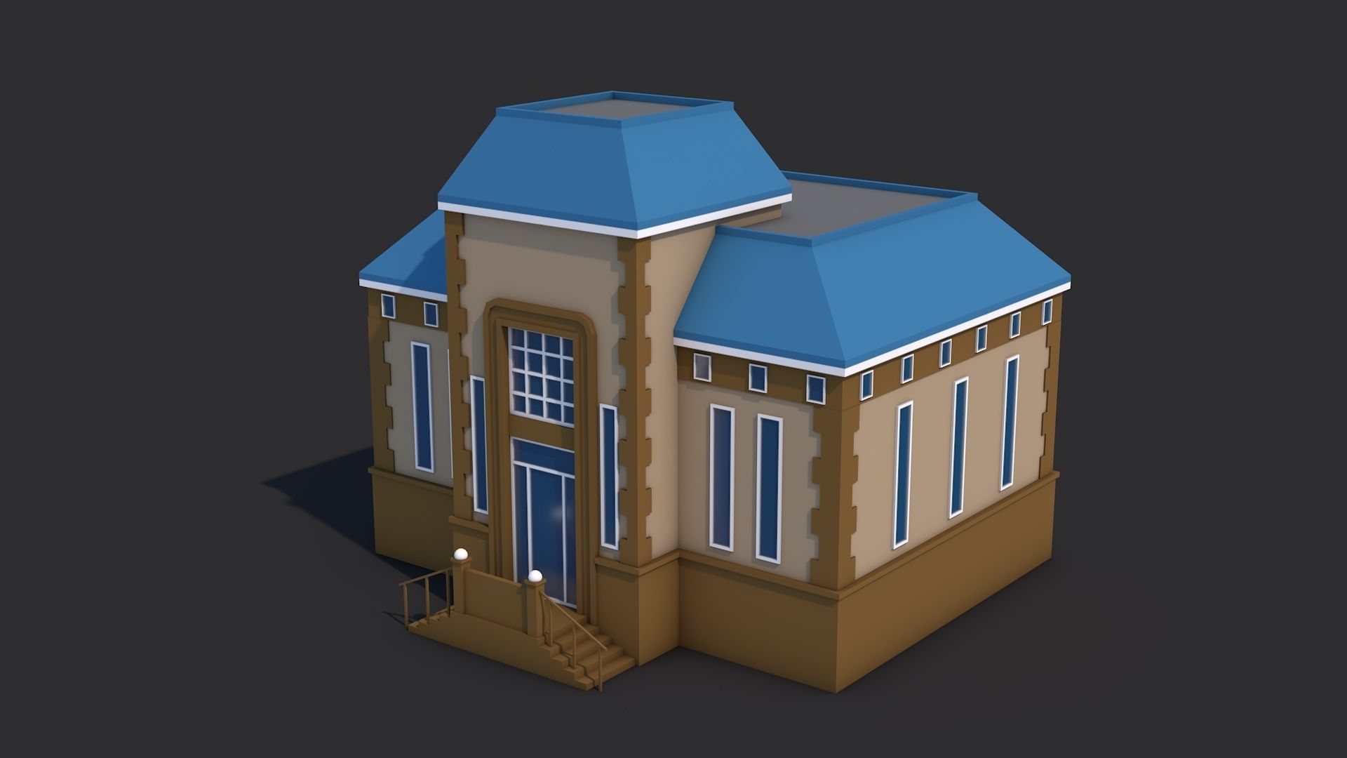8 House Building and Swimming Pool Low-poly 3D model_21
