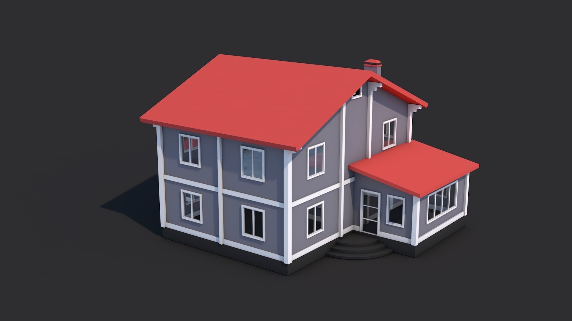 8 House Building and Swimming Pool Low-poly 3D model_19