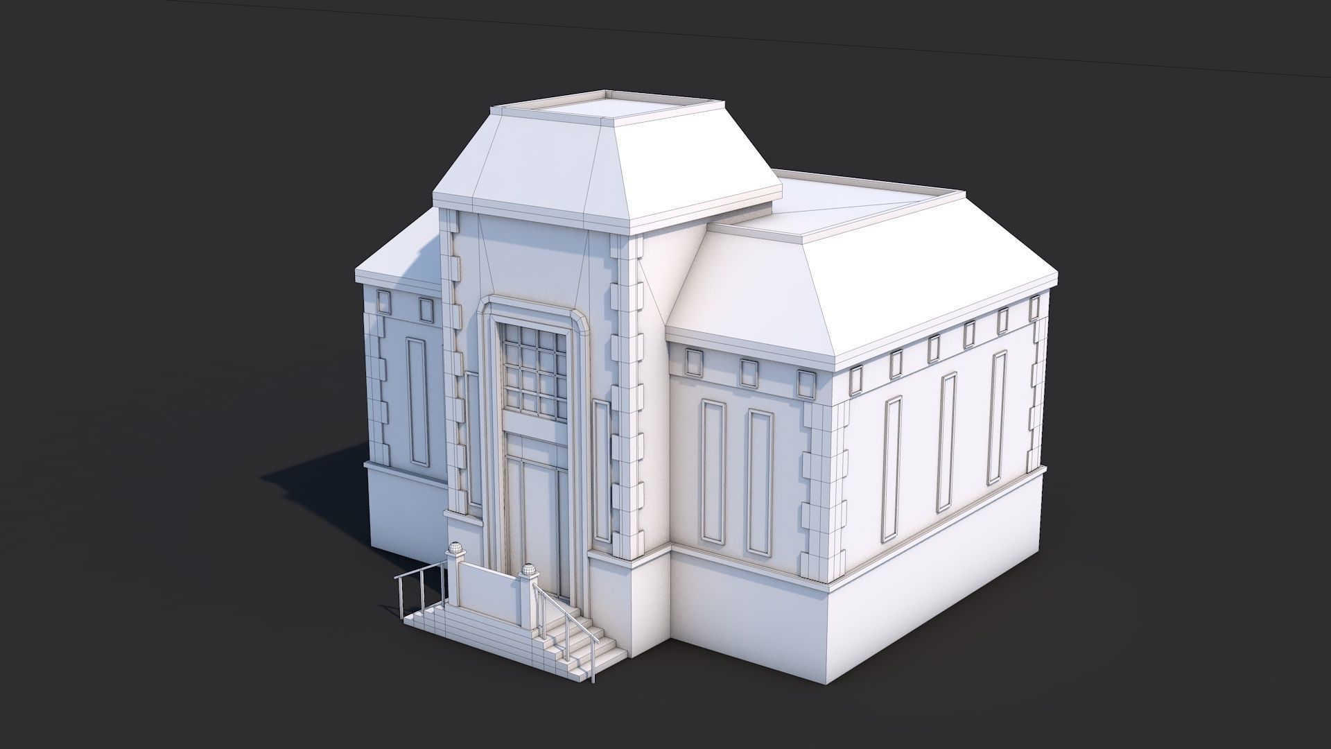 8 House Building and Swimming Pool Low-poly 3D model_22