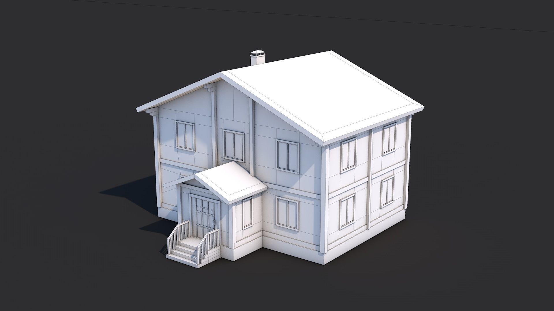 8 House Building and Swimming Pool Low-poly 3D model_18