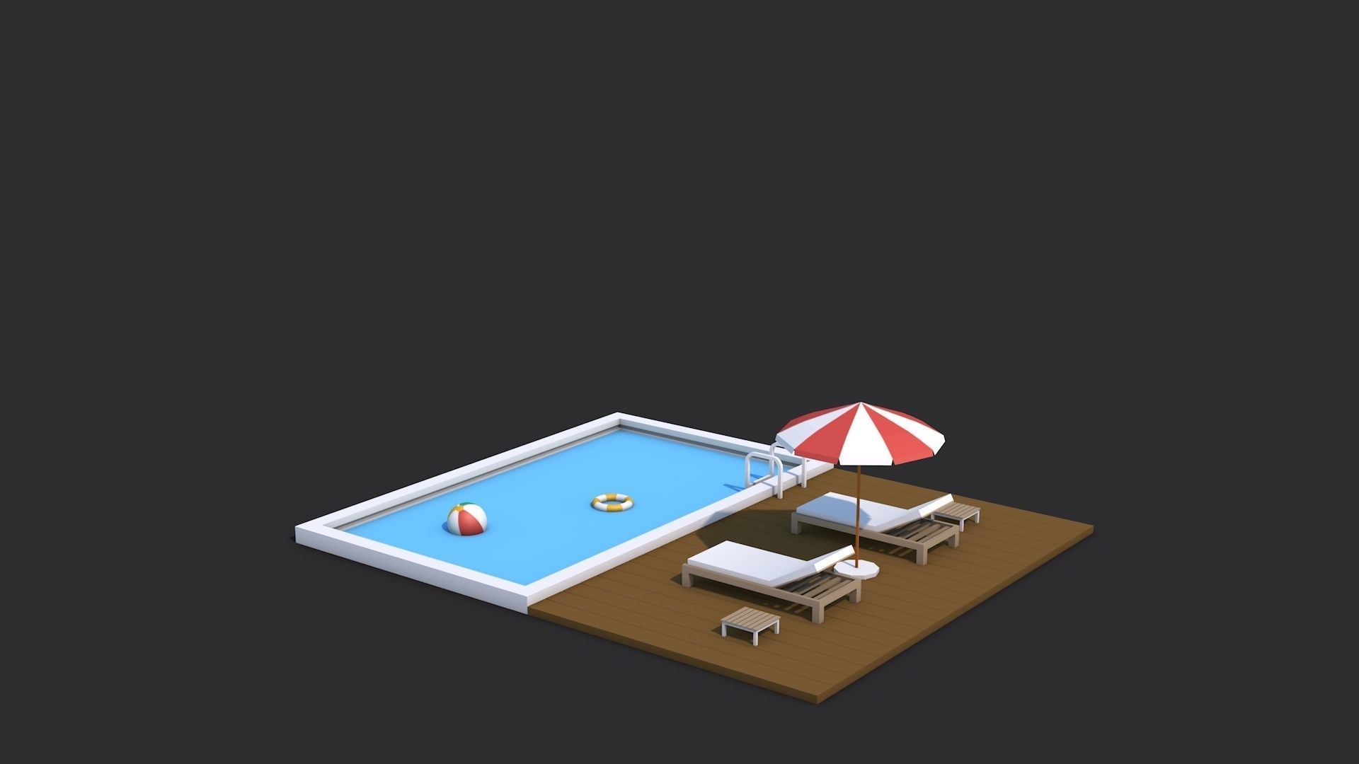 8 House Building and Swimming Pool Low-poly 3D model_23