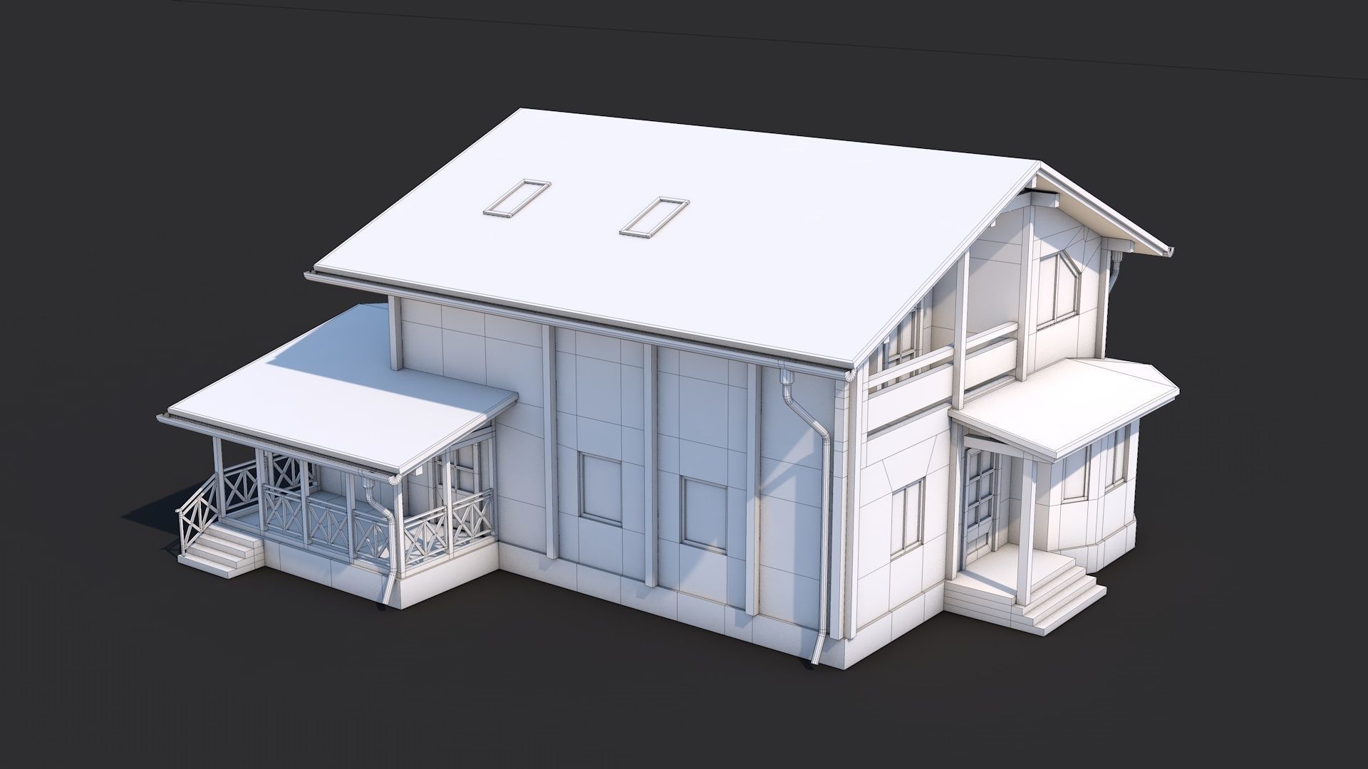 8 House Building and Swimming Pool Low-poly 3D model_14