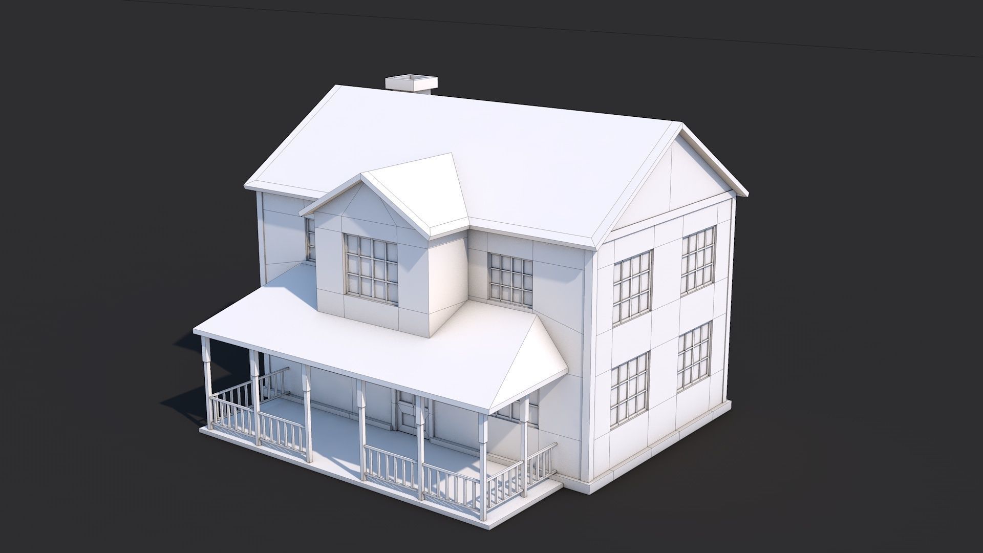 8 House Building and Swimming Pool Low-poly 3D model_12