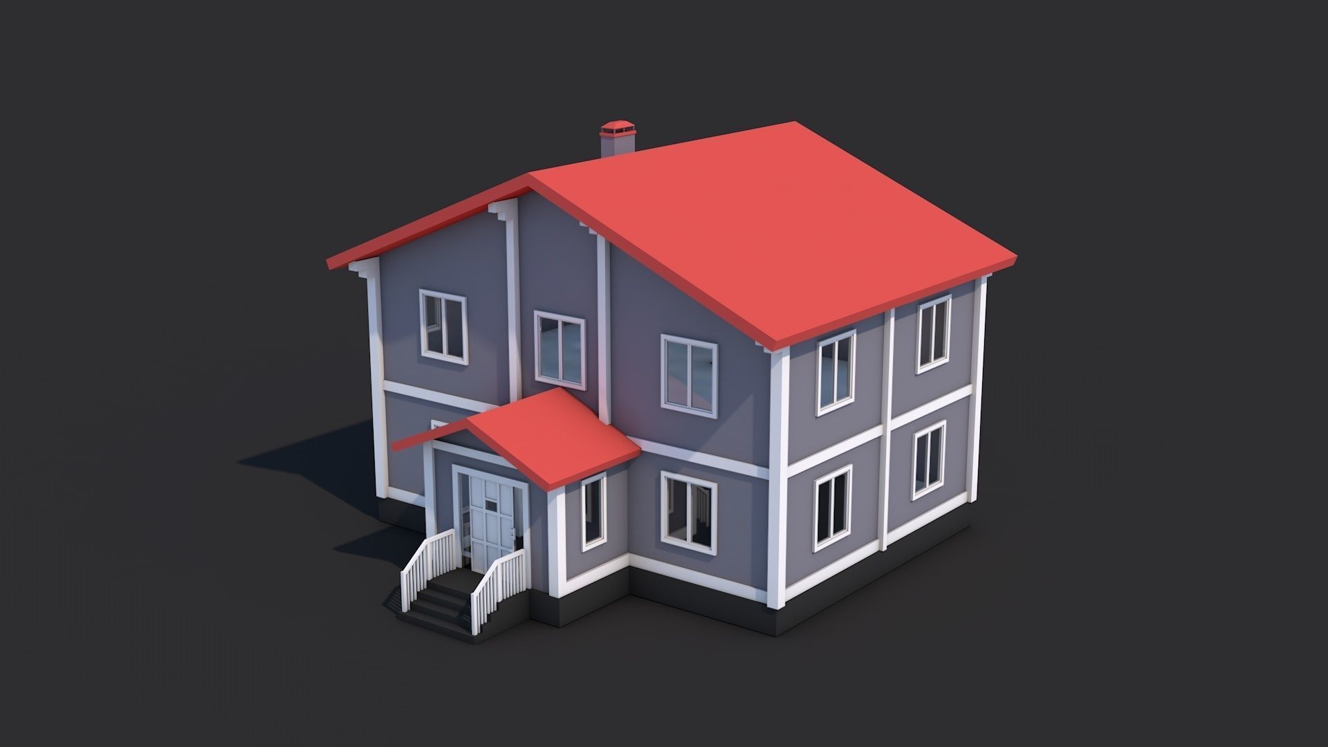 8 House Building and Swimming Pool Low-poly 3D model_17