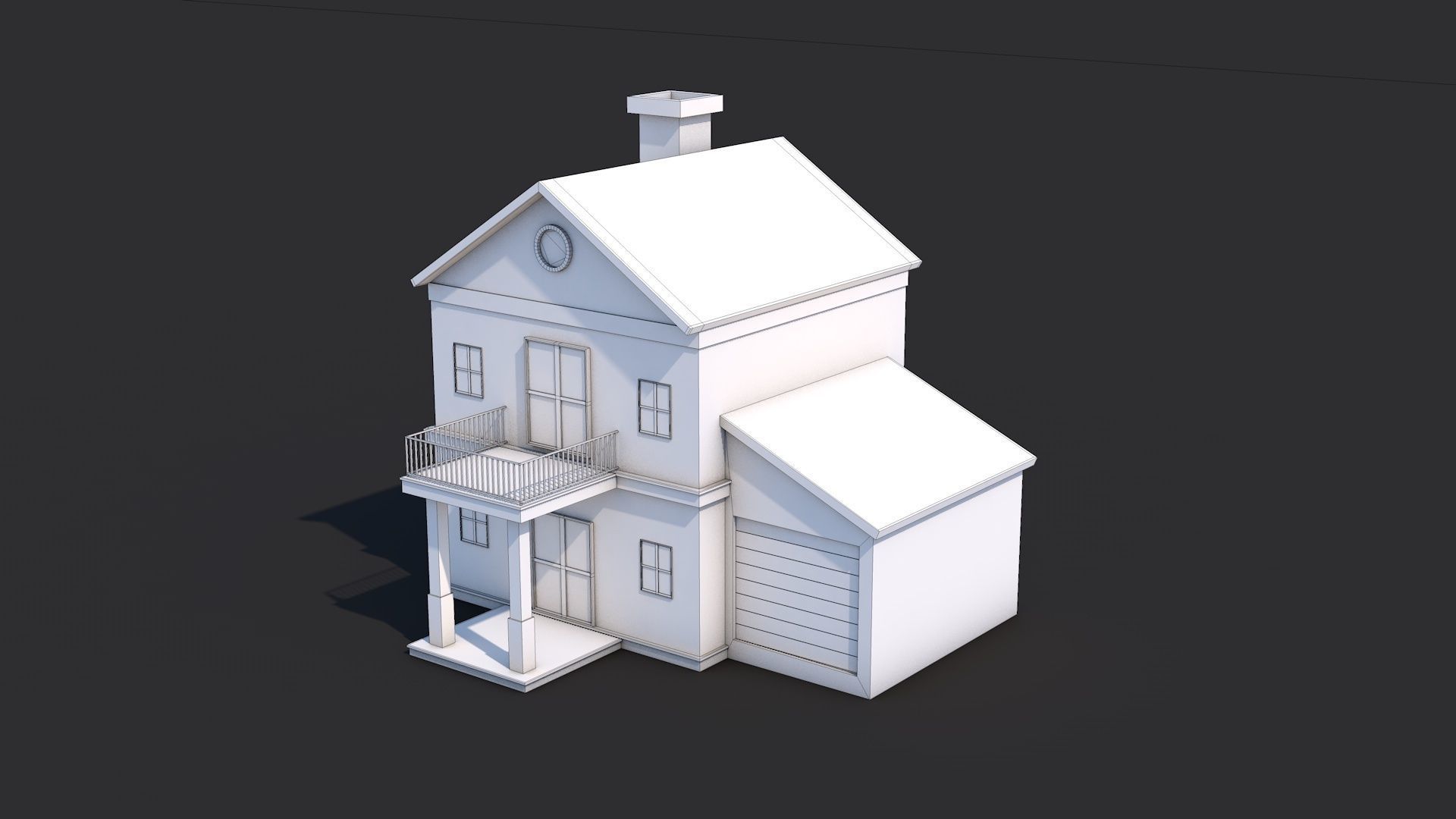 8 House Building and Swimming Pool Low-poly 3D model_8