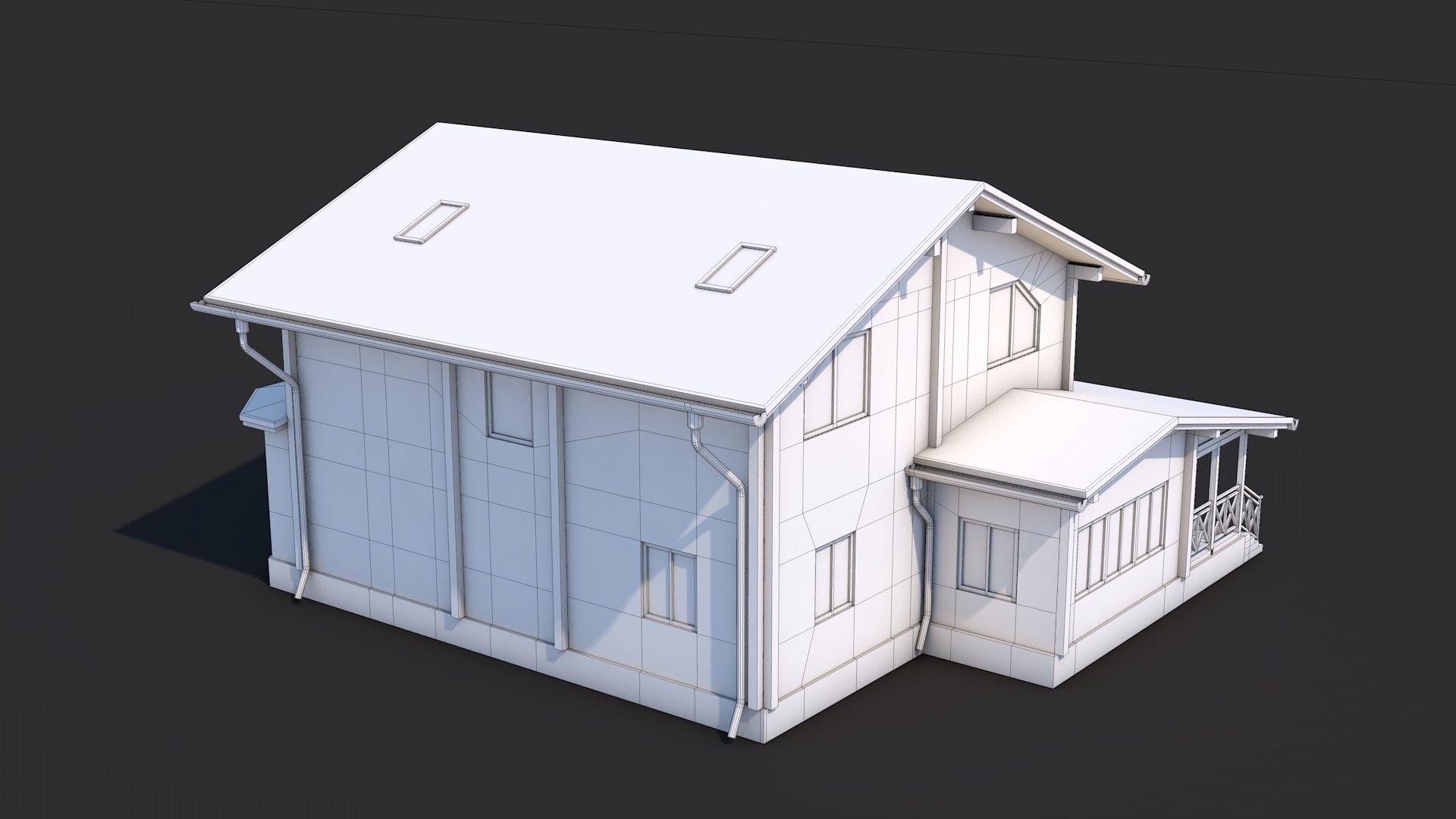 8 House Building and Swimming Pool Low-poly 3D model_16