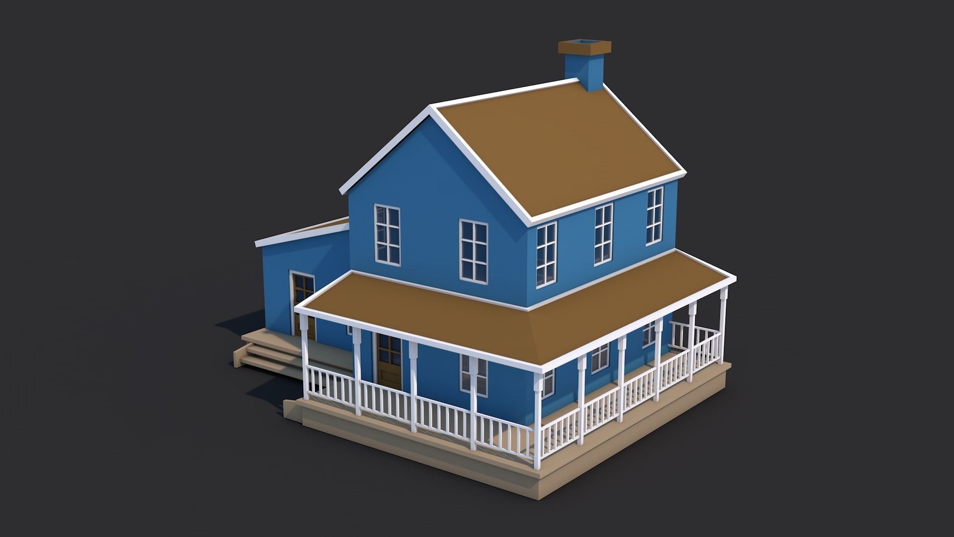 8 House Building and Swimming Pool Low-poly 3D model_9