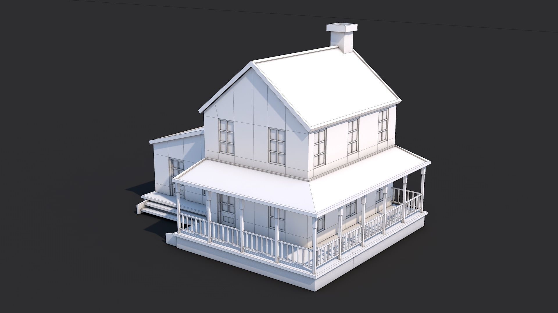 8 House Building and Swimming Pool Low-poly 3D model_10