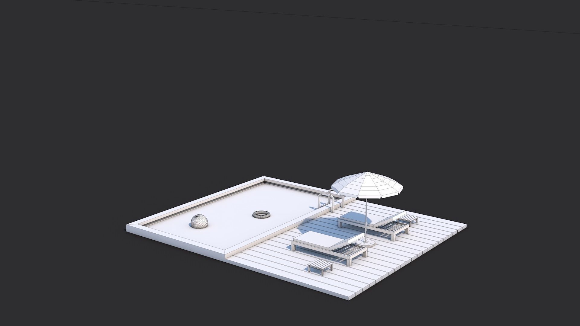 8 House Building and Swimming Pool Low-poly 3D model_24