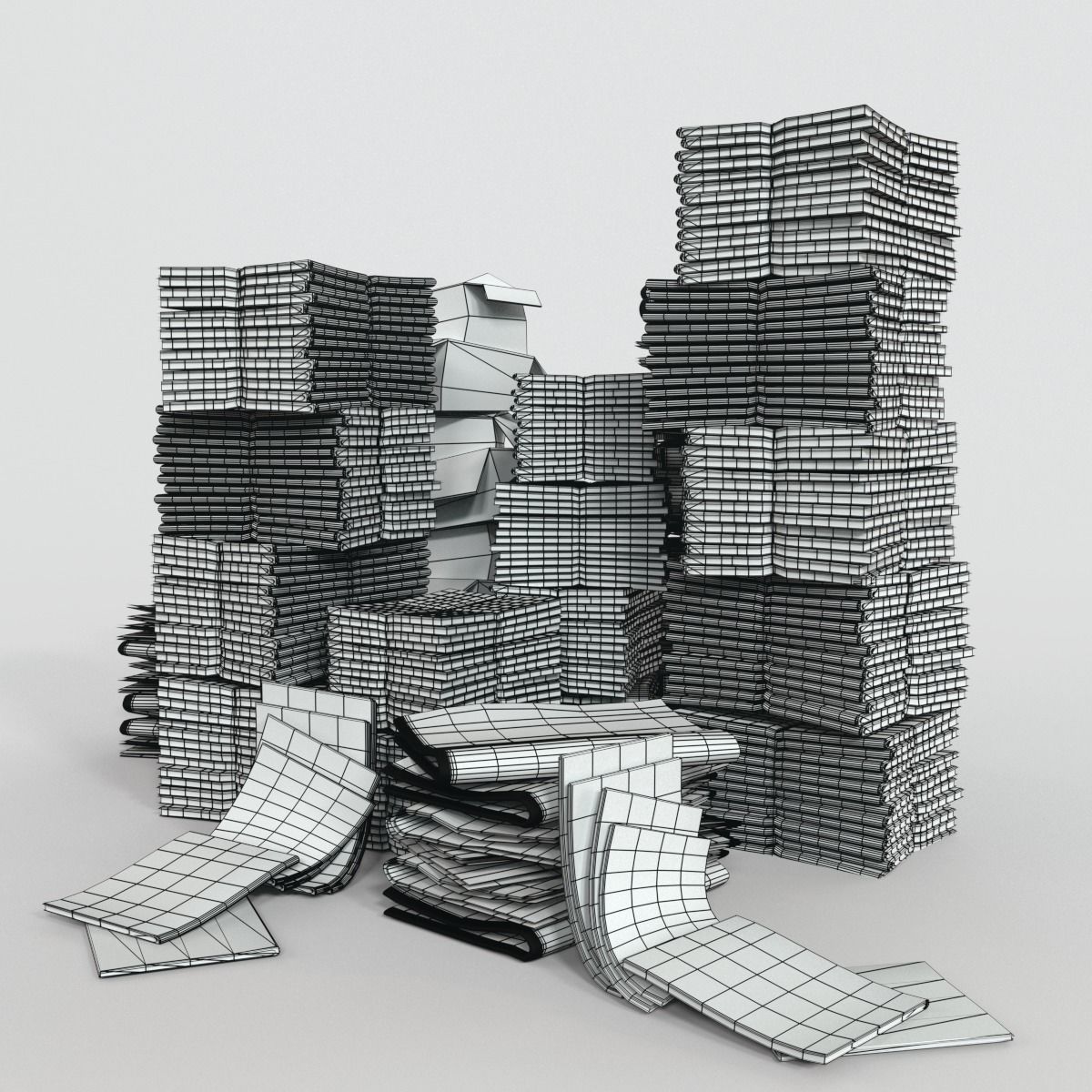 Pile of papers 3D model_5