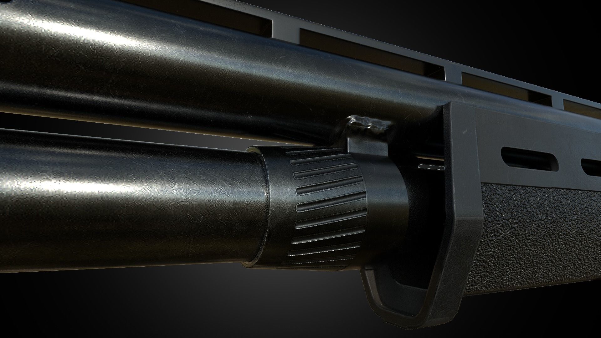 M870 Shotgun PBR Low-poly 3D model_8