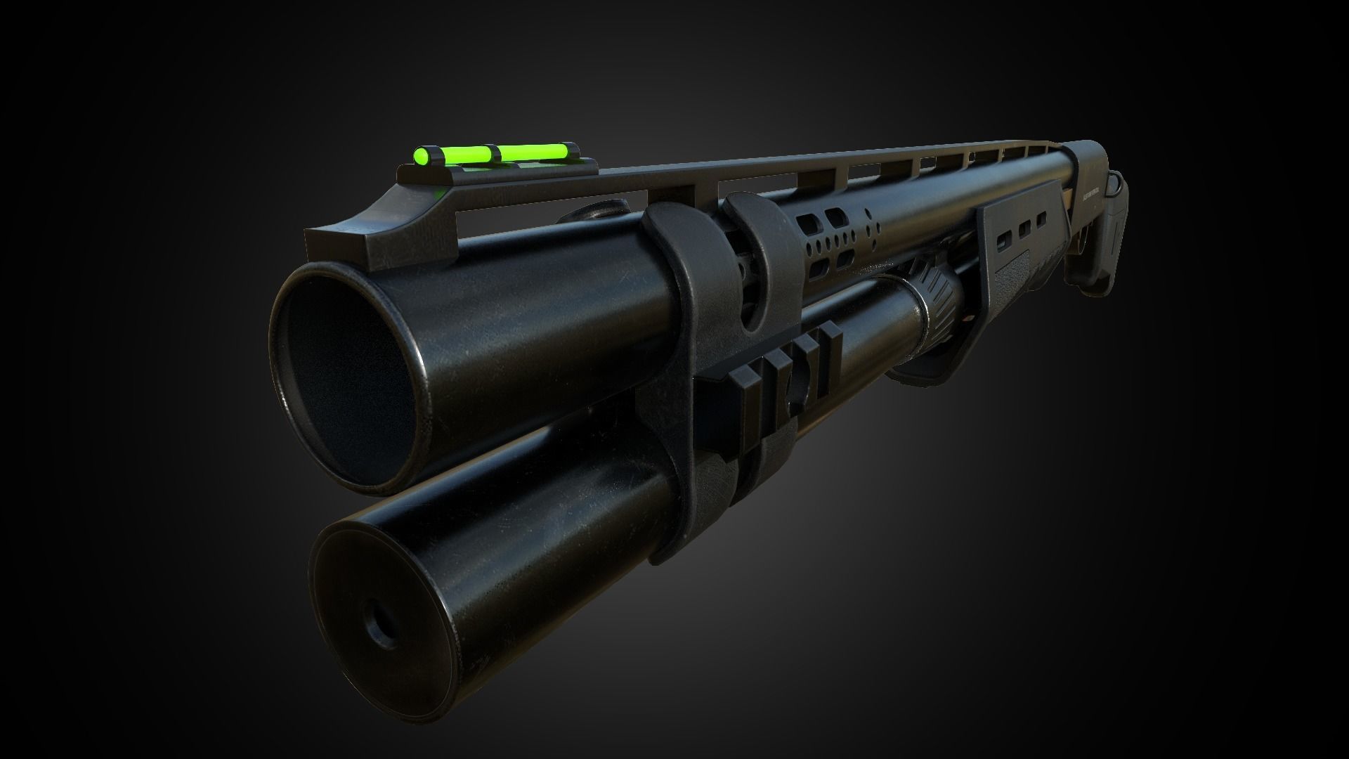 M870 Shotgun PBR Low-poly 3D model_7
