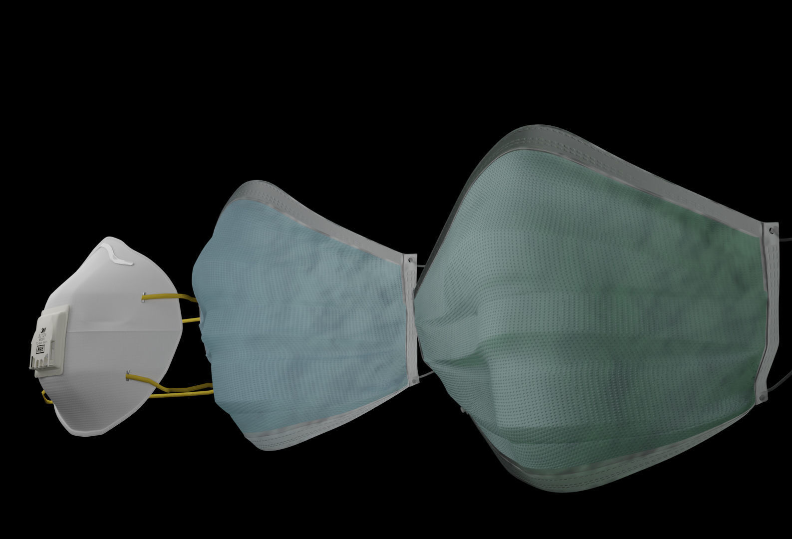 N95 and surgical Mask  Low-poly 3D model_2