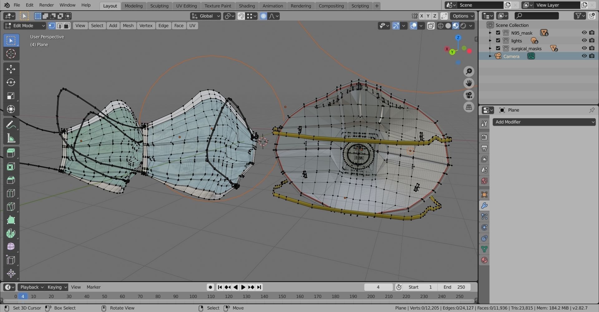 N95 and surgical Mask  Low-poly 3D model_13