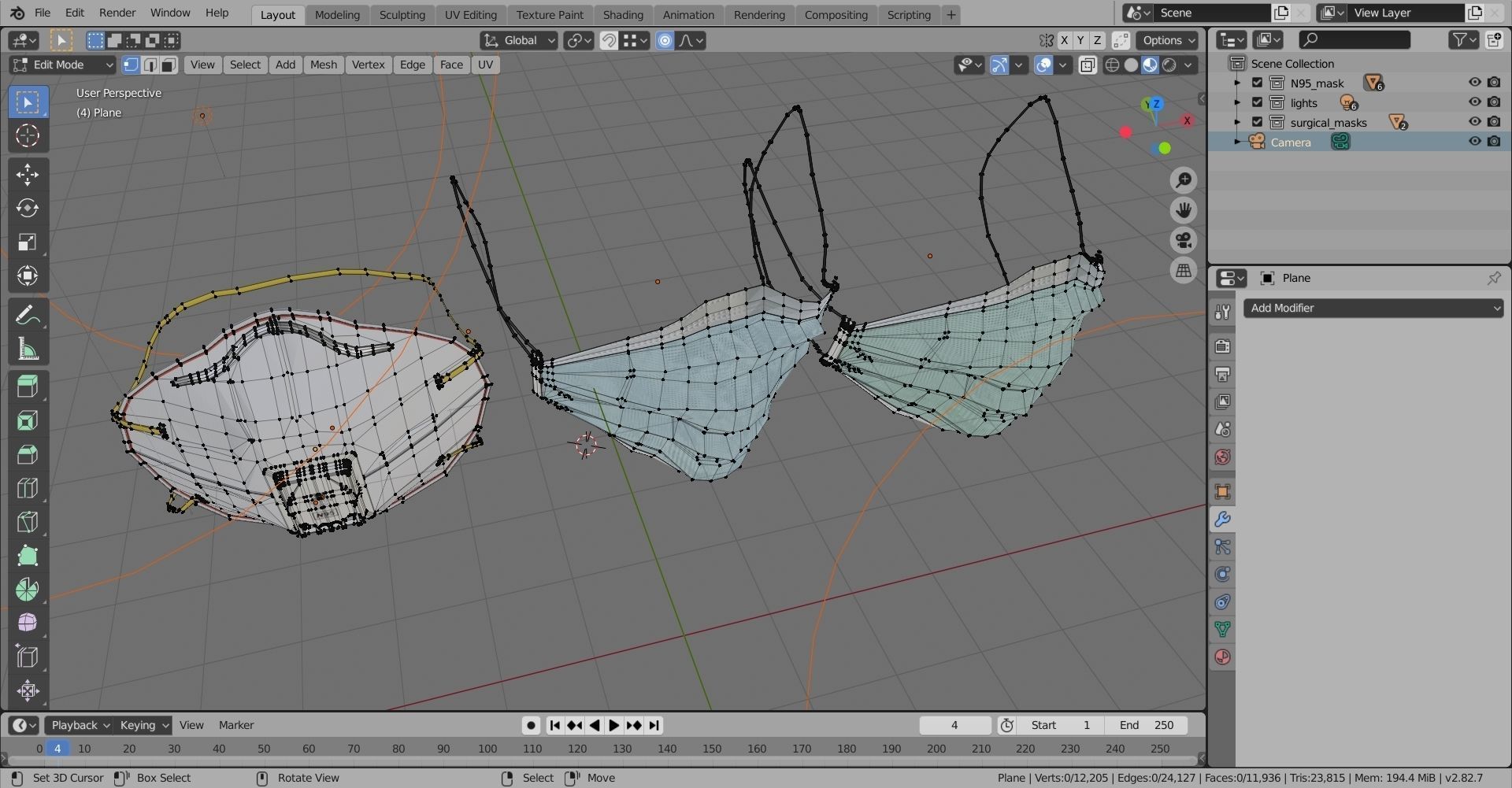 N95 and surgical Mask  Low-poly 3D model_15