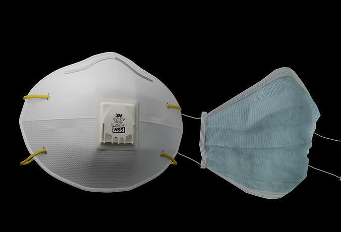  N95 and surgical Mask  Low-poly 3D model
