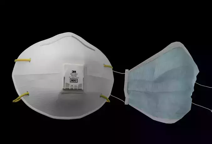  N95 and surgical Mask  Low-poly 3D model
