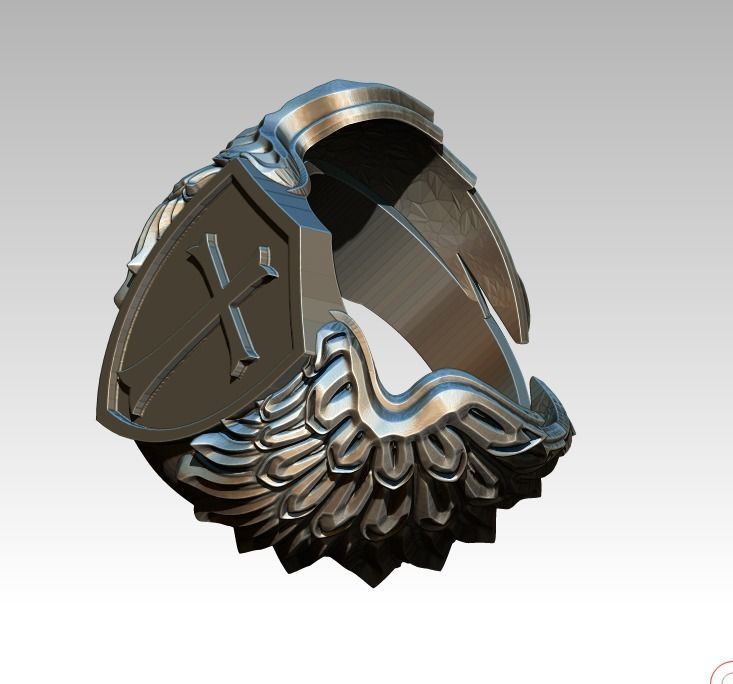 Knight Templar Ring Masonic College Style Wing 3D print model_5