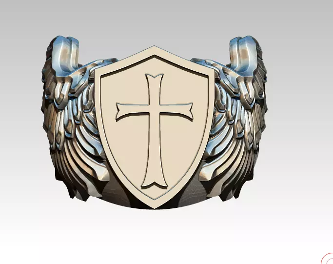 Knight Templar Ring Masonic College Style Wing 3D print model_0