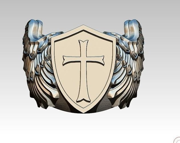 Knight Templar Ring Masonic College Style Wing 3D print model