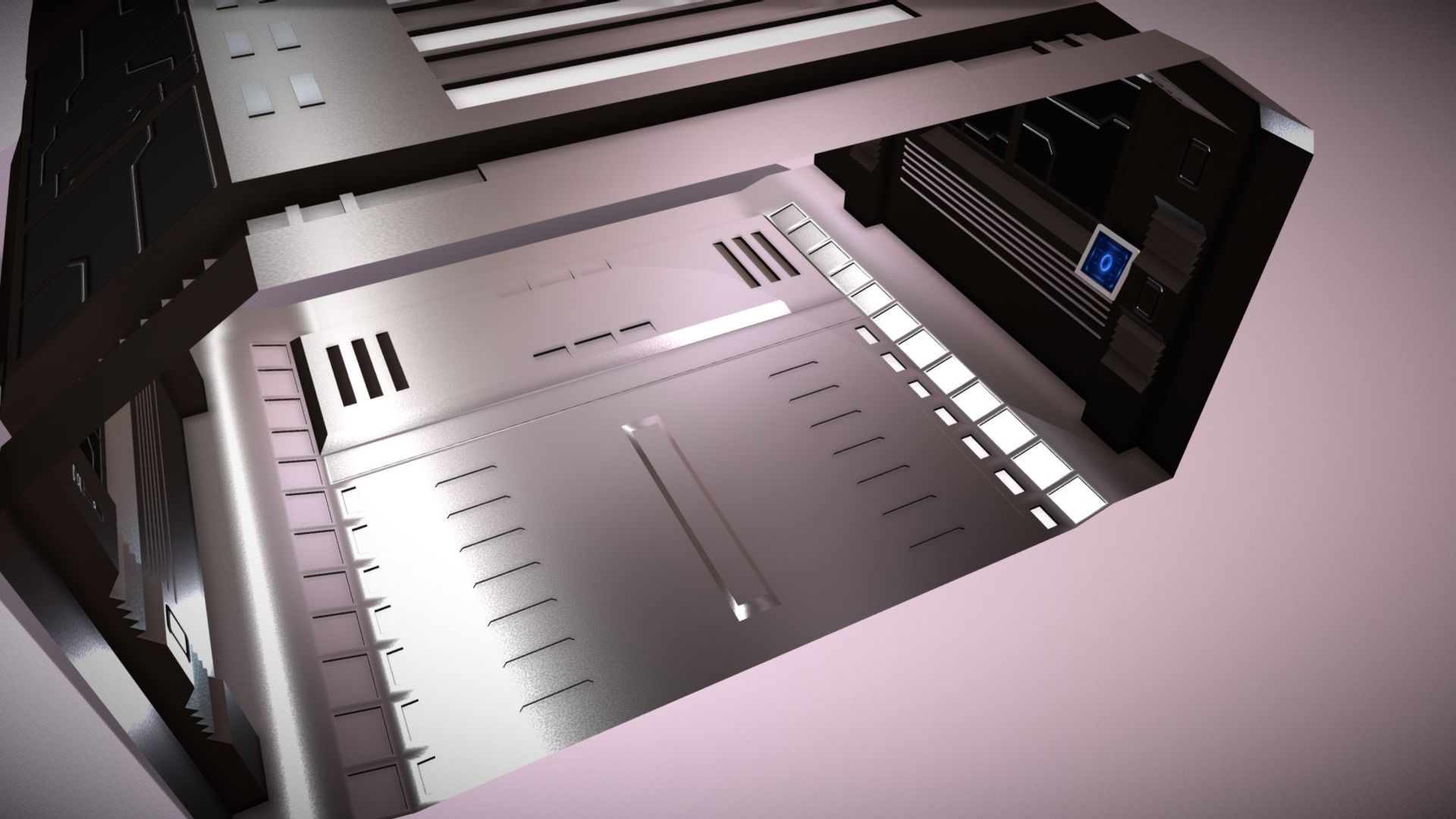 Tileable Space Corridor Low-poly 3D model_9