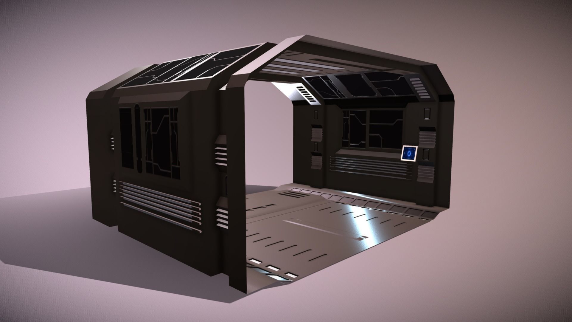 Tileable Space Corridor Low-poly 3D model_3