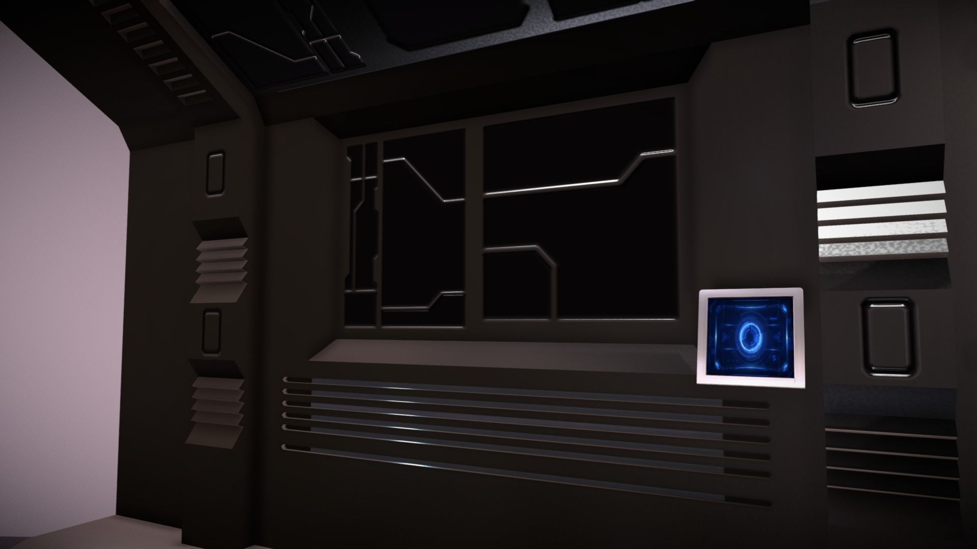 Tileable Space Corridor Low-poly 3D model_8