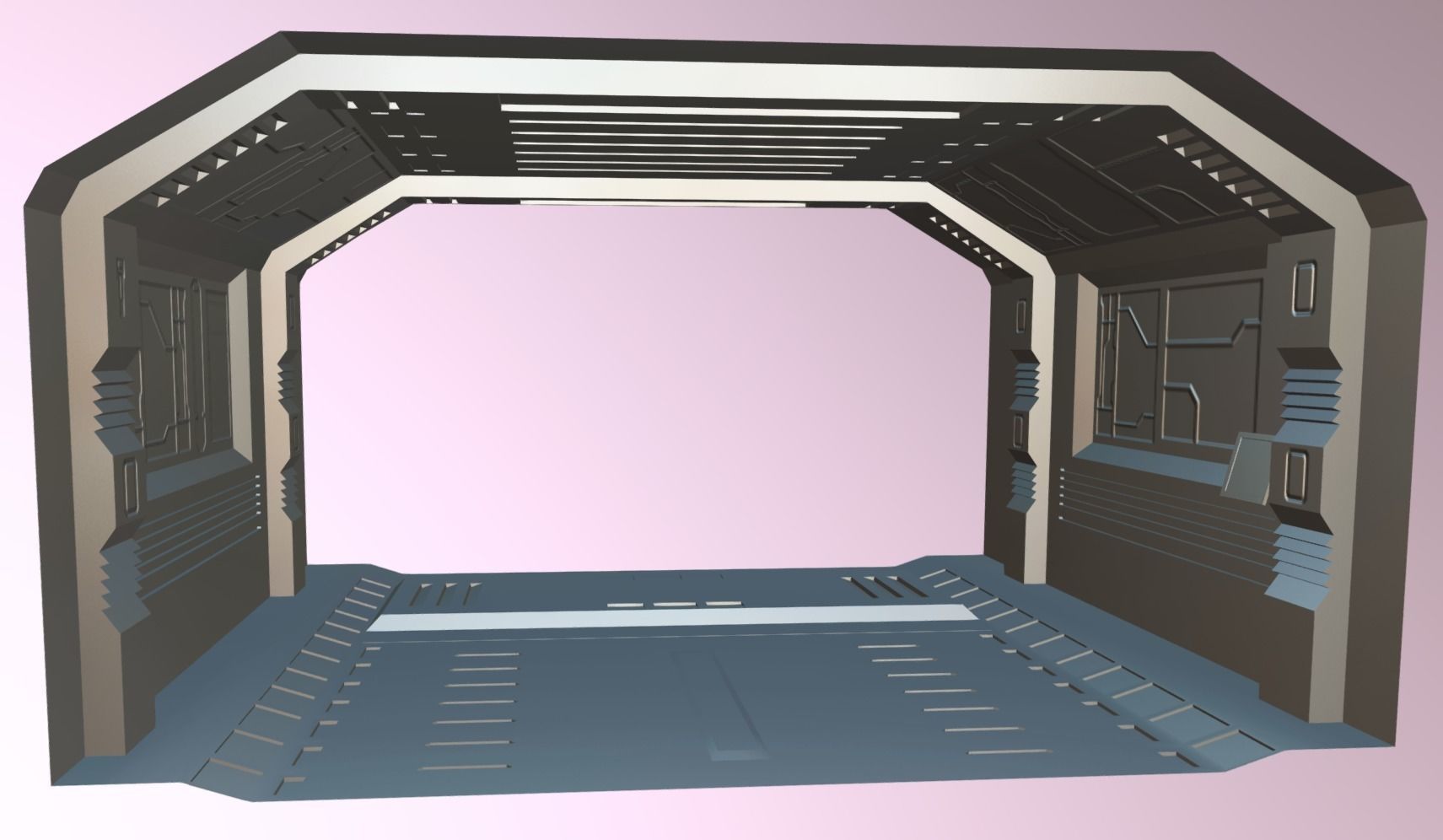 Tileable Space Corridor Low-poly 3D model_11