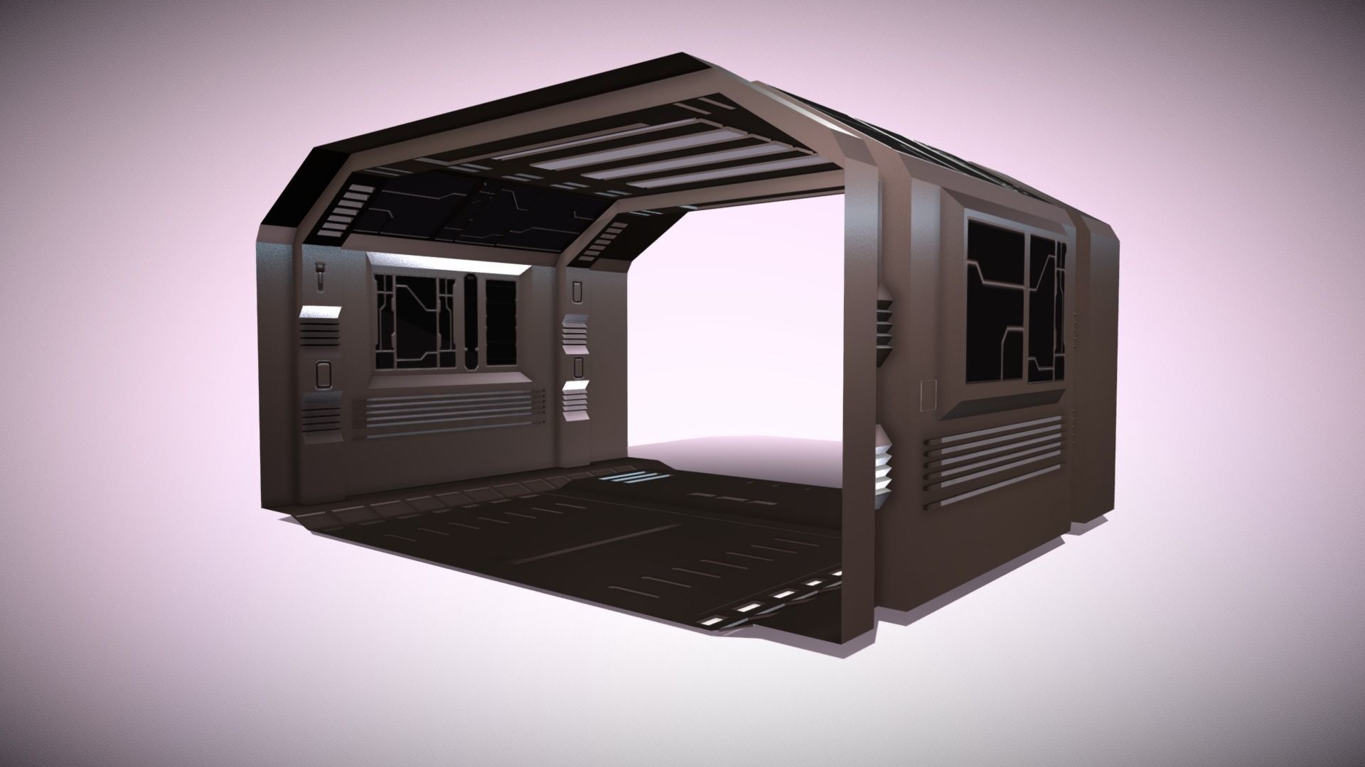 Tileable Space Corridor Low-poly 3D model_2
