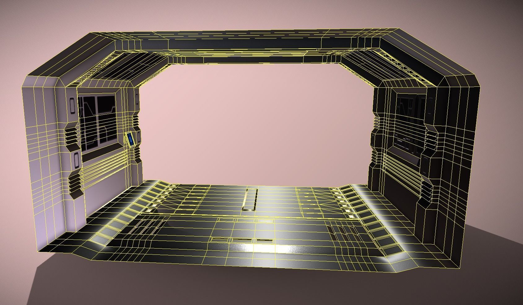 Tileable Space Corridor Low-poly 3D model_13