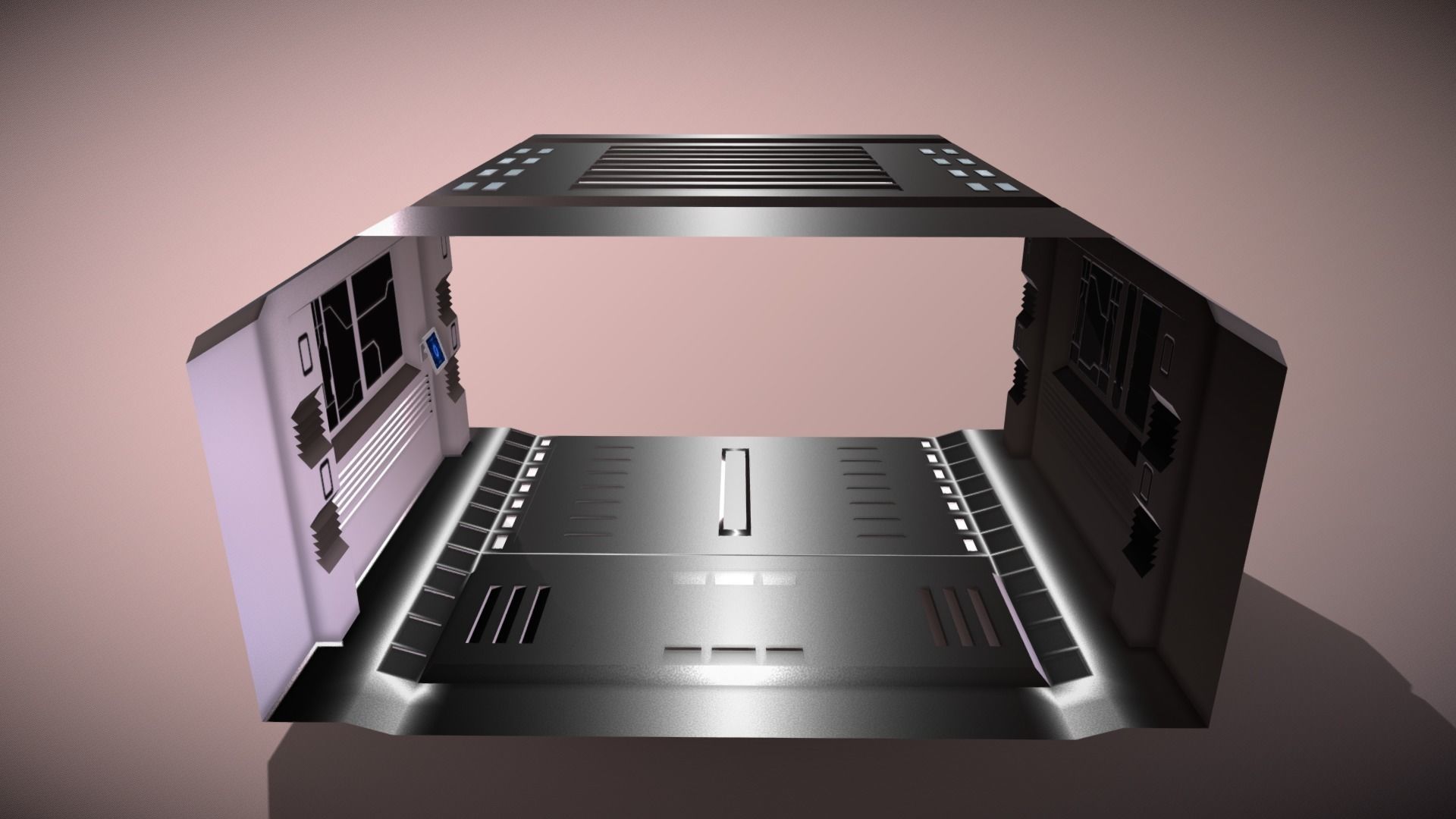 Tileable Space Corridor Low-poly 3D model_4