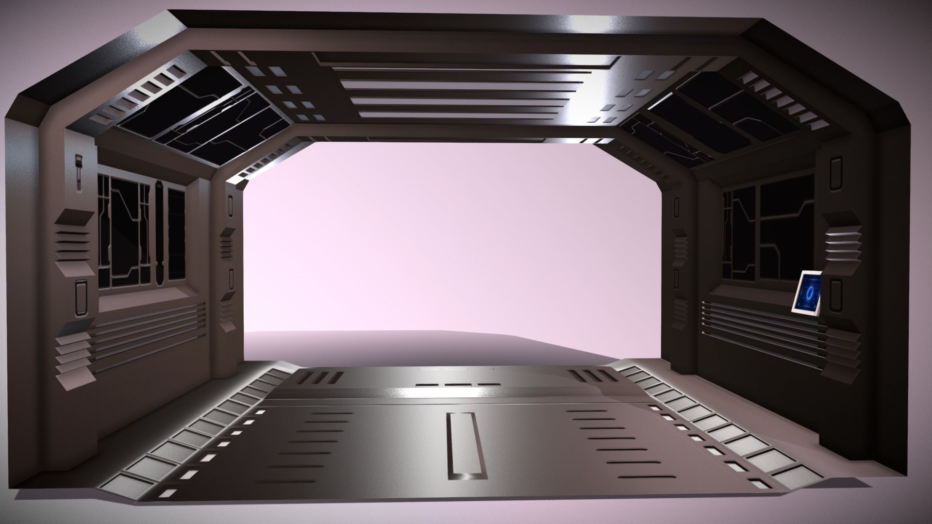Tileable Space Corridor Low-poly 3D model_1