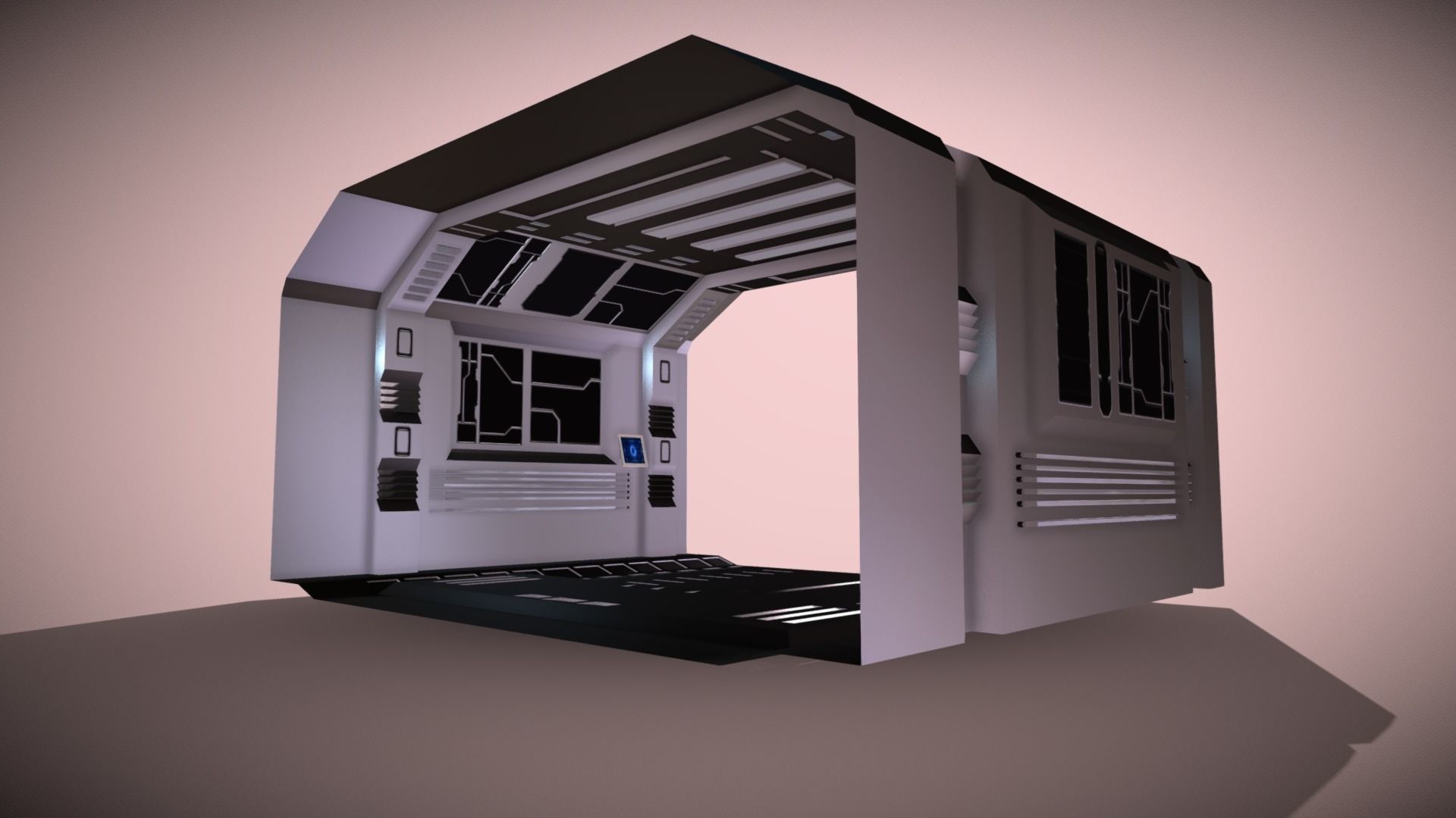 Tileable Space Corridor Low-poly 3D model_5