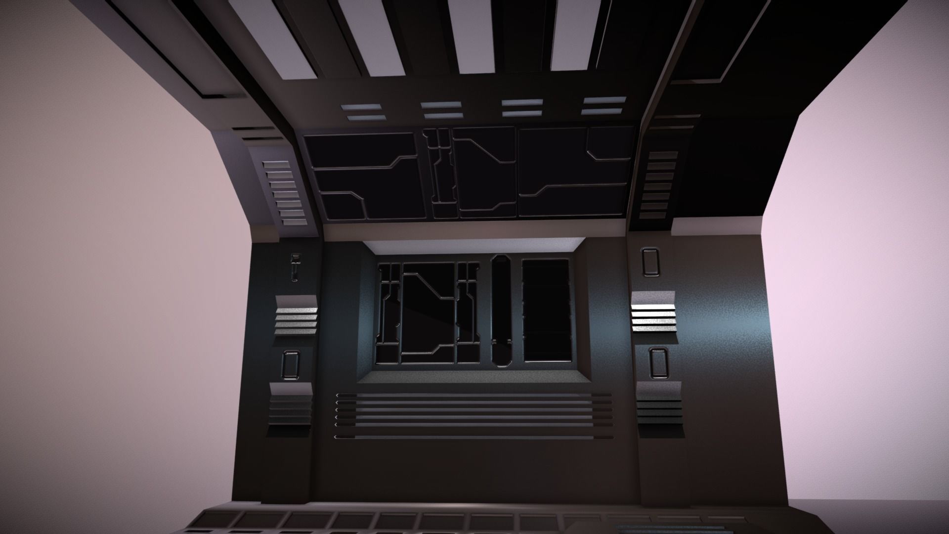Tileable Space Corridor Low-poly 3D model_6